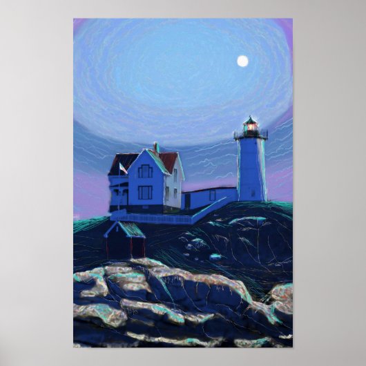 Poster du phare de Nubble Lune / Imprimer (Devant)
