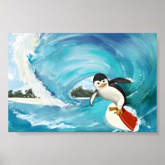 Poster du pingouin de surf (Devant)