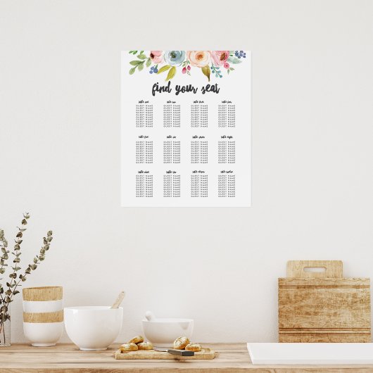 Poster du plan de siège du mariage botanique lumin (Cuisine)