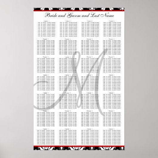 Poster du plan de siège du modèle Mariage damassé (Devant)