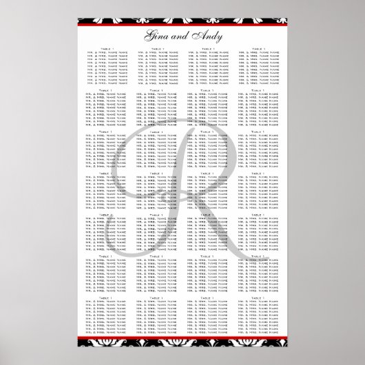 Poster du plan de siège du modèle Mariage damassé (Devant)