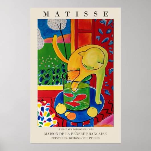 Poster du poisson d'or Matisse avec chat (Devant)