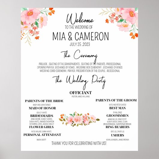 Poster du Programme de Mariage Floral Vert (Devant)