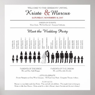 Poster du programme de mariage Silhouettes simple
