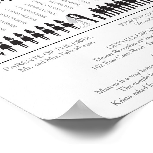 Poster du programme de mariage Silhouettes simple (Coin)