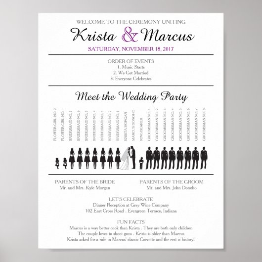 Poster du programme de mariage Silhouettes simple (Devant)
