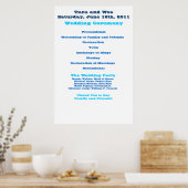 Poster du programme de mariage Wes et Tara (Cuisine)