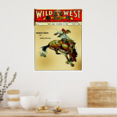 Poster du Rodéo de l'Ouest de Cowboy "Bronc Rider" (Cuisine)
