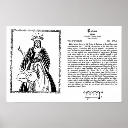 Poster du roi Paimon (Devant)