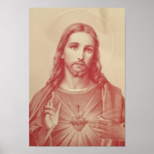 Poster du Sacré-Coeur vintage de Jésus (Devant)