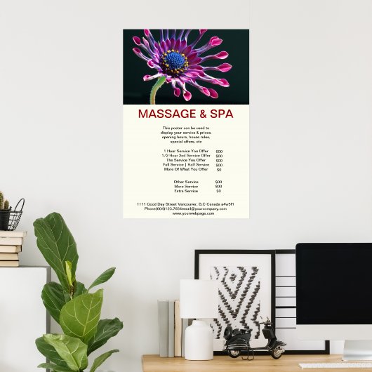Poster du salon de beauté Spa de massage d'araigné (Bureau à domicile)