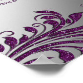 Poster du salon de coiffure Argent violet Feuilles (Coin)