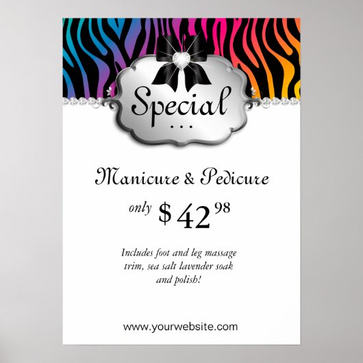 Poster du salon de ongle Zebra Rainbow Hair (Devant)