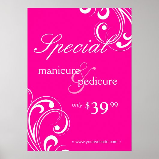 Poster du Salon Spa rose et blanc (Devant)