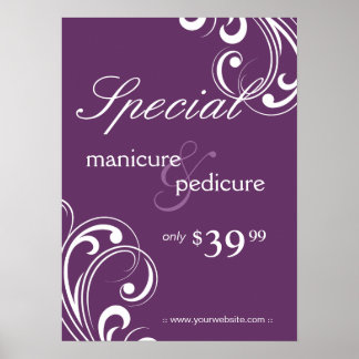 Poster du Salon Spa violet et brindille blanche