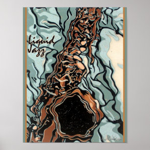 Poster du saxophone de jazz liquide