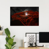 Poster du singe corail et de la lune (Bureau à domicile)