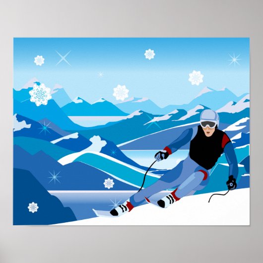 Poster du skieur de descente (Devant)