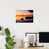 Poster du soleil couchant en silhouette (Bureau à domicile)