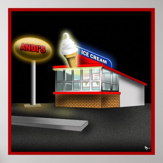 Poster du stand de crème glacée rétro (Devant)