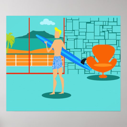 Poster du surfeur rétro (Devant)