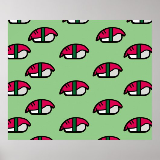 Poster du Sushi Kawaii, du riz au poisson et des a (Devant)