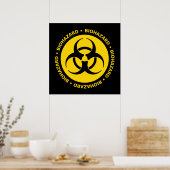 Poster du symbole du risque biologique jaune (Cuisine)