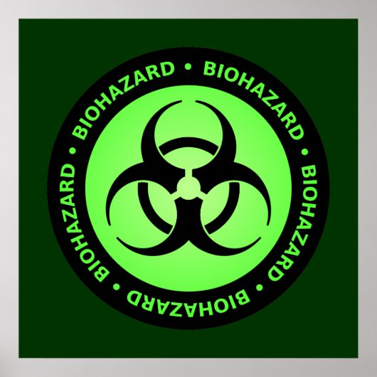 Poster du symbole vert et noir de danger biologiqu (Devant)