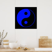 Poster du symbole Yin Yang noir et bleu (Cuisine)