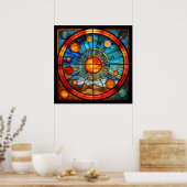 Poster du système solaire en verre tendu (Cuisine)