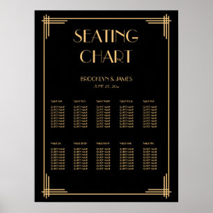 Poster du tableau de Mariage Art déco noir 18x24