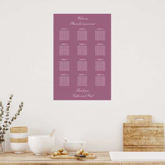Poster du tableau de Mariage de table Mauve 12 (Cuisine)