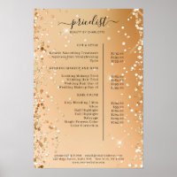 Poster du tarif de la Parties scintillant moderne