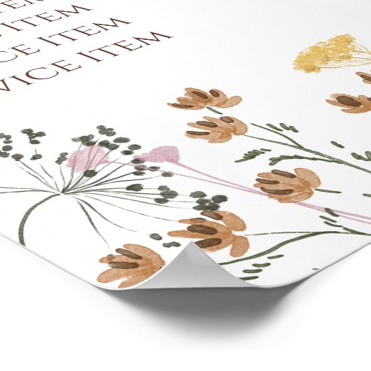 Poster du tarif fleur sauvage (Coin)