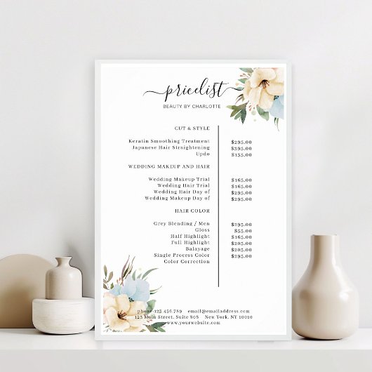 Poster du tarif Floral moderne