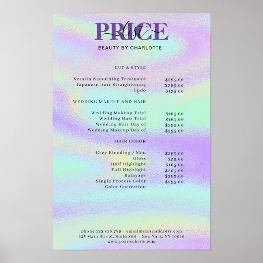 Poster du tarif Glam moderne (Devant)