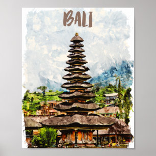 Poster du temple Bali Indonesia Ulun Danu Beratan