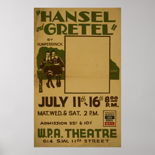 Poster du Théâtre Vintage Hansel Gretel WPA (Devant)