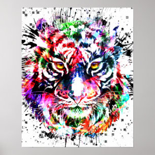 Poster du tigre   Dessin coloré   Art Abstrait