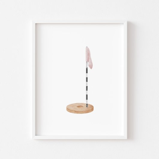 Poster du trou de golf rose aquarelle