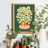 Poster du Vase en terre cuite Mid Mod White Blooms