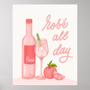 Poster du vin rose toute la journée