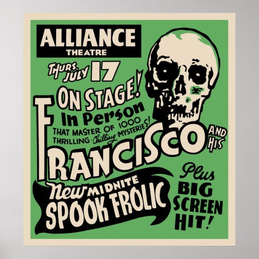 Poster du Vintage Francisco Spook Show 1941 (Devant)