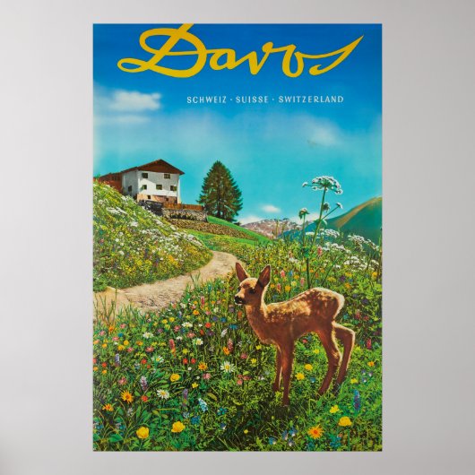 Poster du Vintage voyage animal Davos Suisse (Devant)