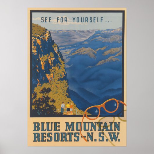 Poster du Vintage voyage Australie Blue Mountains (Devant)