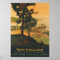 Poster du Vintage voyage de la Nouvelle-Angleterre
