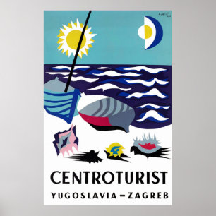 Poster du Vintage voyage de la Yougoslavie