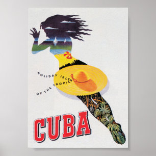 Poster du Vintage voyage de plage de Cuba