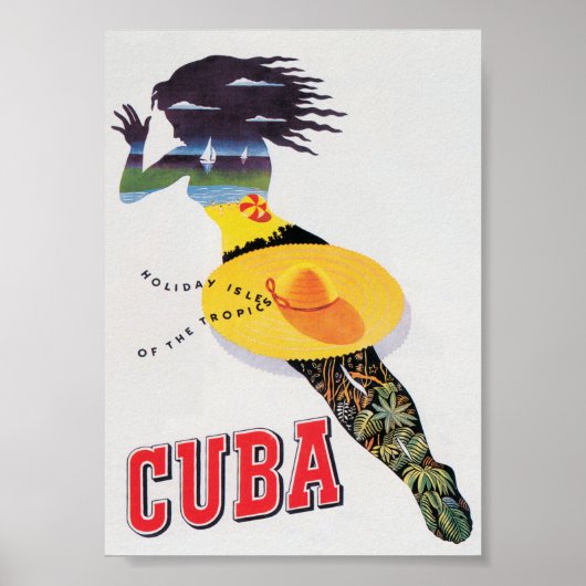 Poster du Vintage voyage de plage de Cuba (Devant)