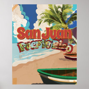 Poster du Vintage voyage de Porto Rico, San Juan.